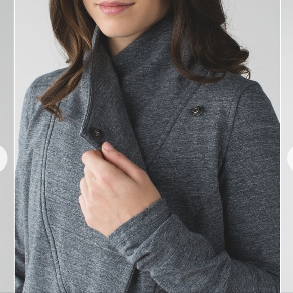 Lululemon That's A Wrap Cardigan Heathered Snow Slub Coal Sz 6 - Picture 4 of 16